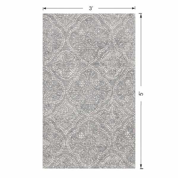(C191) Hayne Grey Floral Shag Accent Rug, 3x5