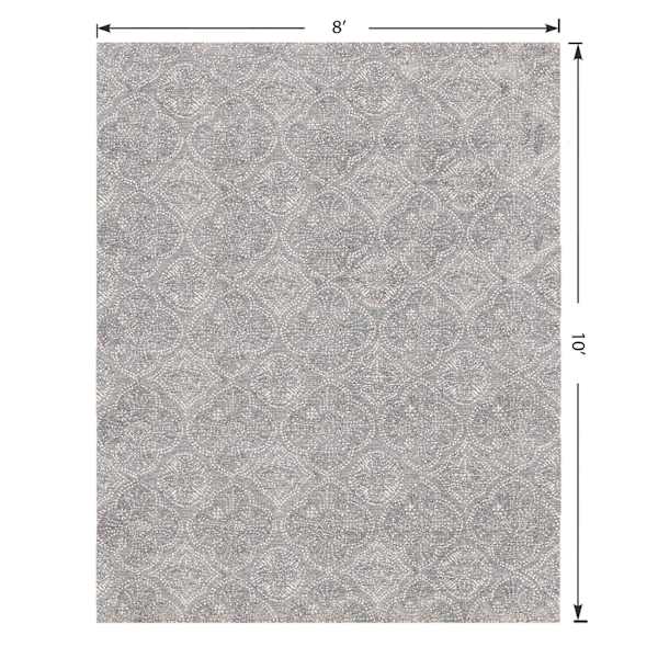 (C191) Hayne Grey Floral Shag Area Rug, 8x10