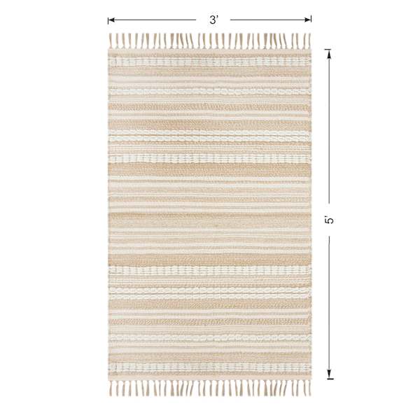 (B819) Panyer Ivory Striped Flatweave Accent Rug, 3x5