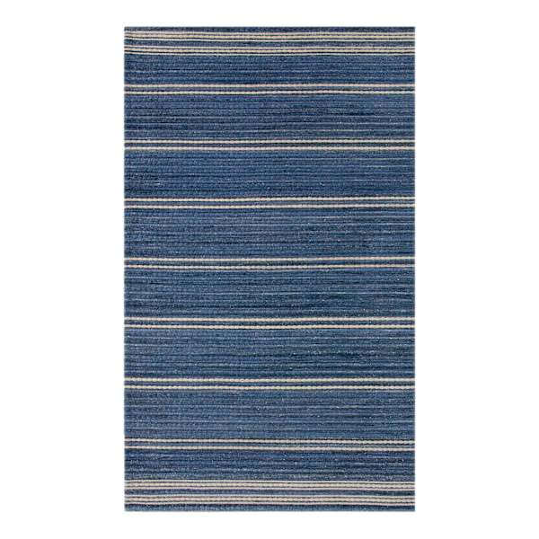 (B824) Ty Pennington Terrace Indigo Striped Flatweave Accent Rug, 3x5