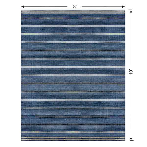 (B824) Ty Pennington Terrace Indigo Striped Flatweave Area Rug, 8x10