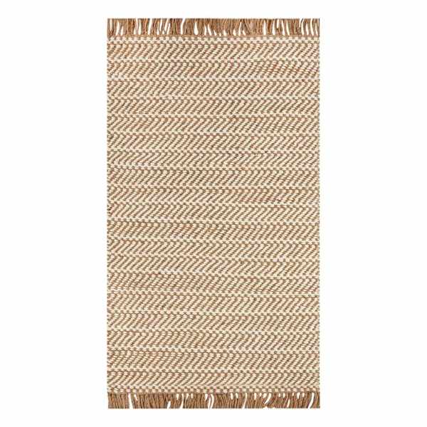 (B821) Crosby St. Moore Natural Herringbone Accent Rug, 3x5