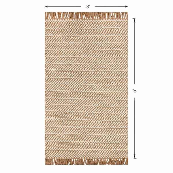 (B821) Crosby St. Moore Natural Herringbone Accent Rug, 3x5