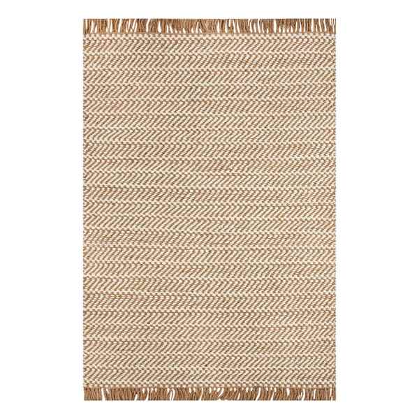 (B821) Crosby St. Moore Natural Herringbone Area Rug, 5x7