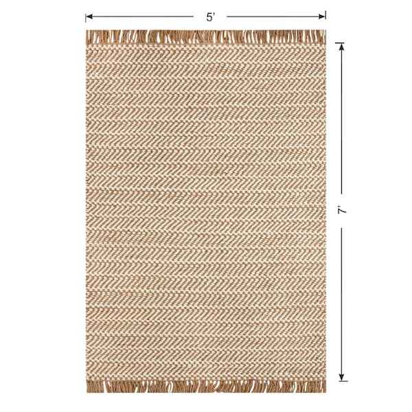 (B821) Crosby St. Moore Natural Herringbone Area Rug, 5x7