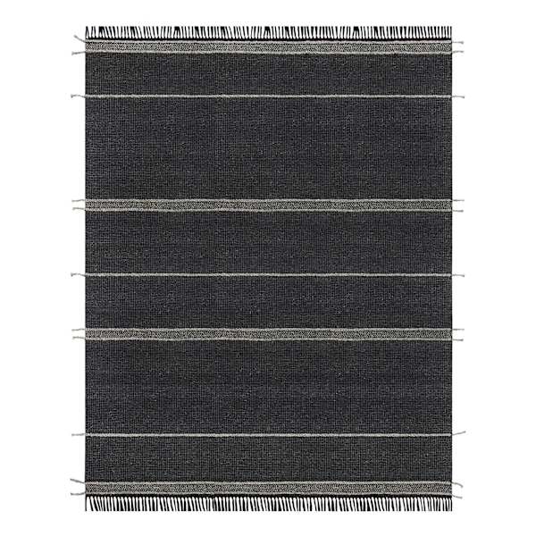 (B817) Hutton Black Flatweave Tassel Area Rug, 8x10