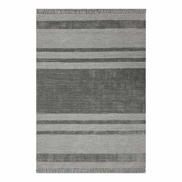 (A483) Laila Ali Albion Grey Striped Woven Area Rug, 5x7