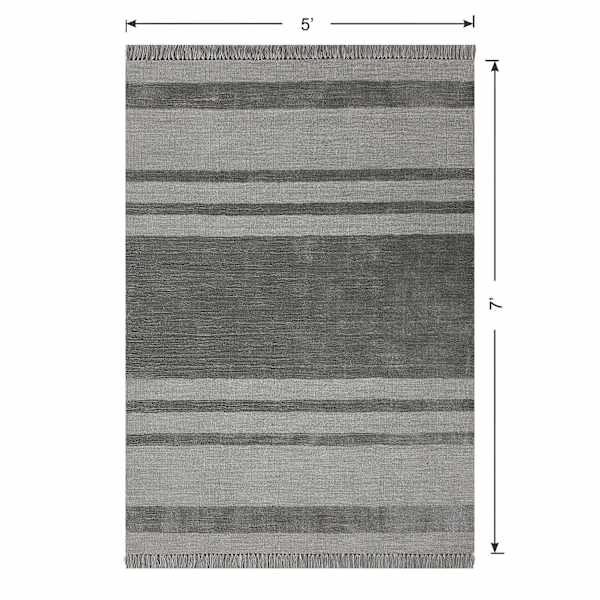 (A483) Laila Ali Albion Grey Striped Woven Area Rug, 5x7
