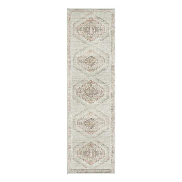 (B830) Pink Multicolor Tribal Washable Runner, 2x7