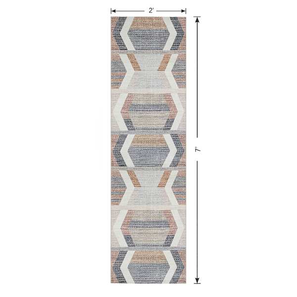 (B827) Arrow Multicolor Washable Runner, 2x7