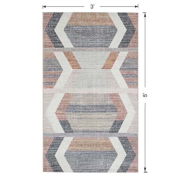 (B827) Arrow Multicolor Washable Accent Rug, 3x5