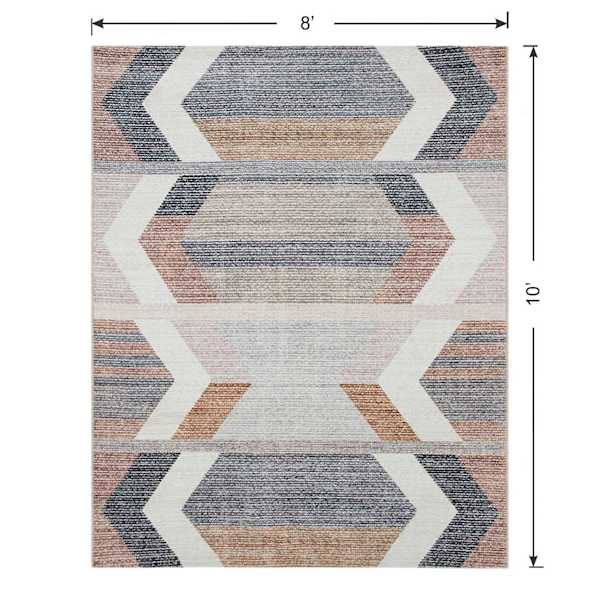 (B827) Arrow Multicolor Washable Area Rug, 8x10
