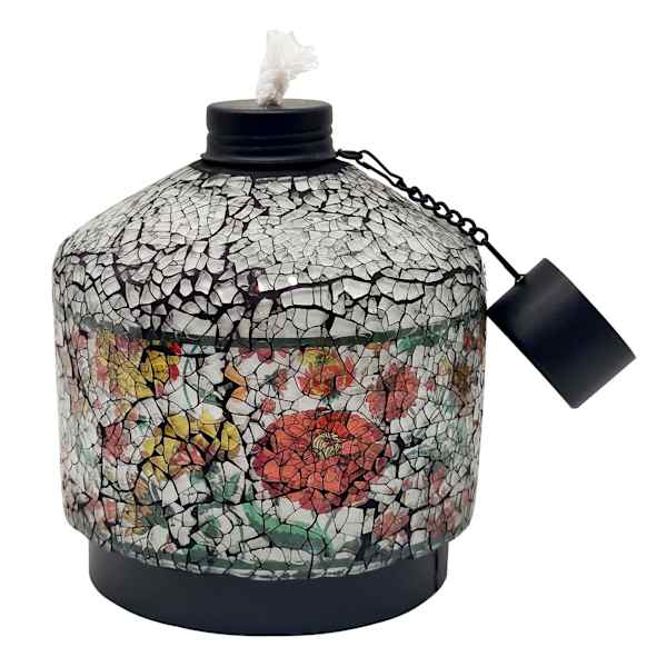 Flower Pottery Mosaic Tabletop Torch, 6"