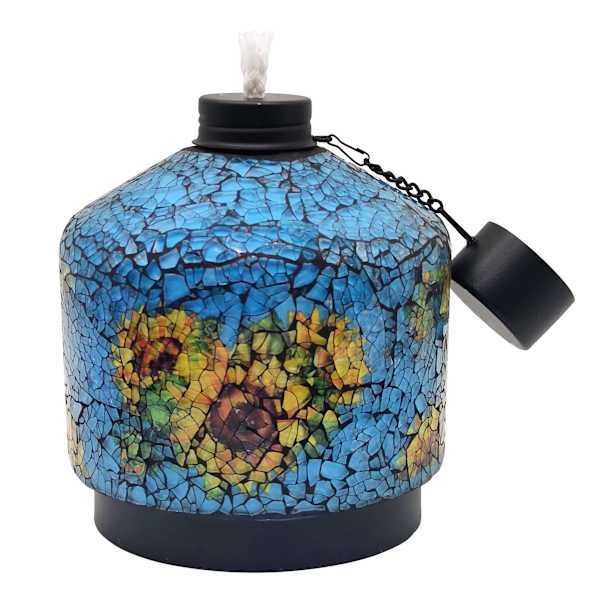 Blue Pottery Mosaic Tabletop Torch, 6"