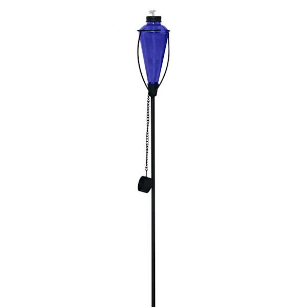 Dark Blue Glass Garden Torch, 61"