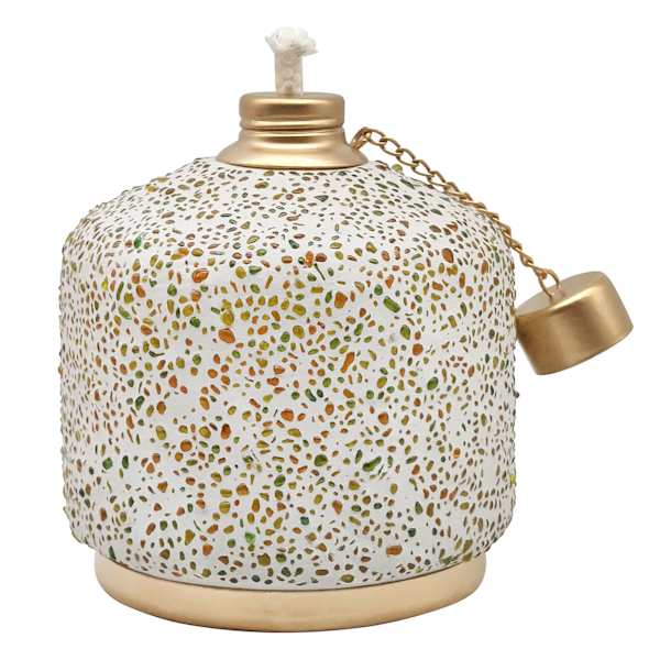 Multicolored Stone Cement Tabletop Torch, 6"