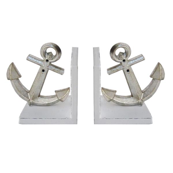 2-Piece Silver Anchor Bookends Set, 5"