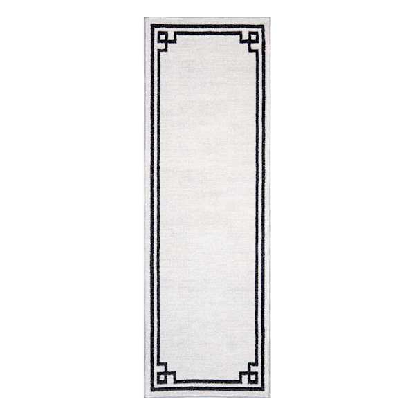 (B838) Providence Verona Ivory Key Border Runner, 2x6
