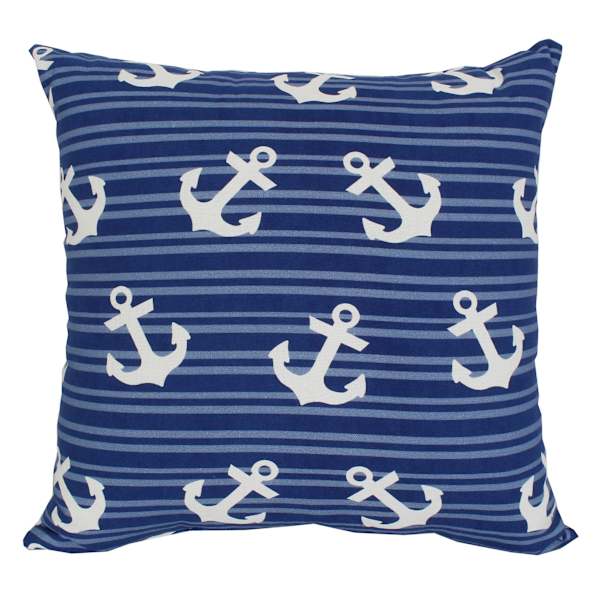 Providence Blue Anchor Square Outdoor Throw Pillow, 16"