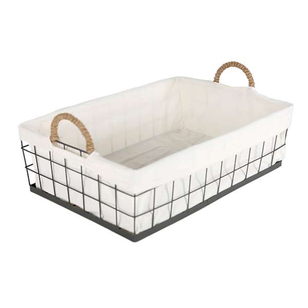 Lined Rectangle Wire Storage Basket, Large