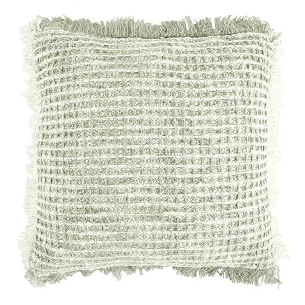 Delphi Sage Waffle Fringe Throw Pillow, 21"
