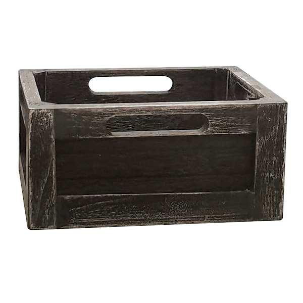 Grey Wooden Storage Crate, Medium