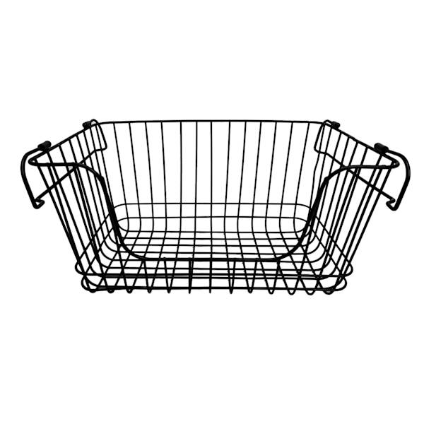 Stanley Black Metal Wire Stack Storage Basket, Large