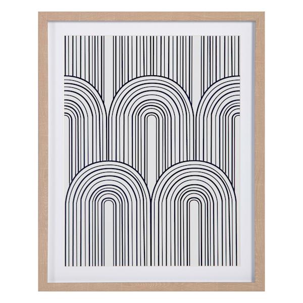 Tracey Boyd Framed Black & White Geometric Lines Canvas Wall Art, 16x20