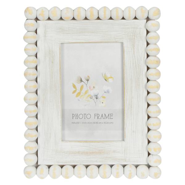 White Beaded Tabletop Picture Frame, 4x6