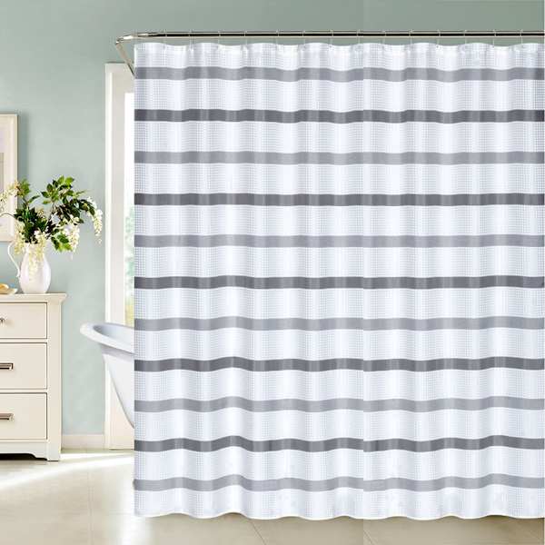 Grey Wesley Waffle Stripe Shower Curtain, 72"