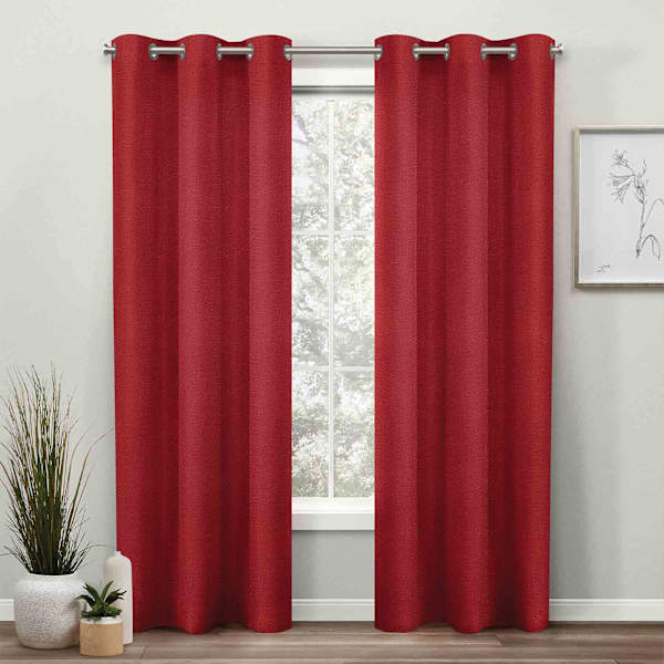 Red Basket Weave Light Filtering Curtain Panel, 84"