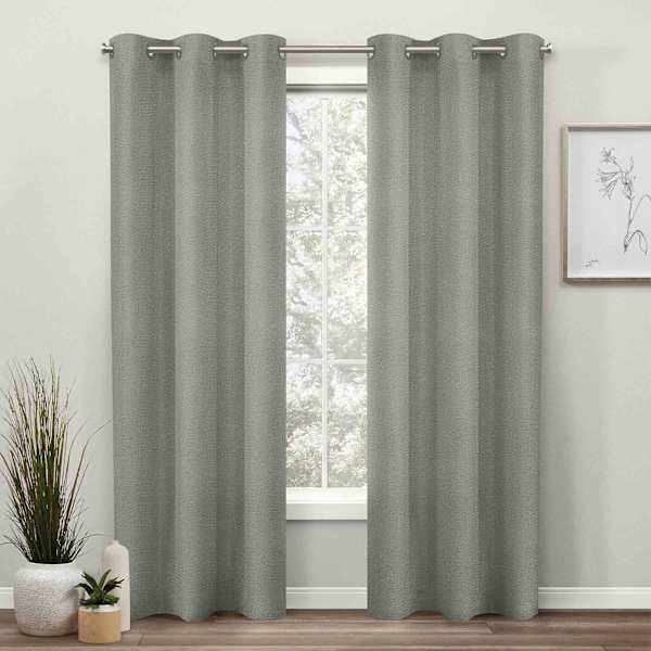 Light Grey Basket Weave Window Light Filtering Curtain Panel, 84"