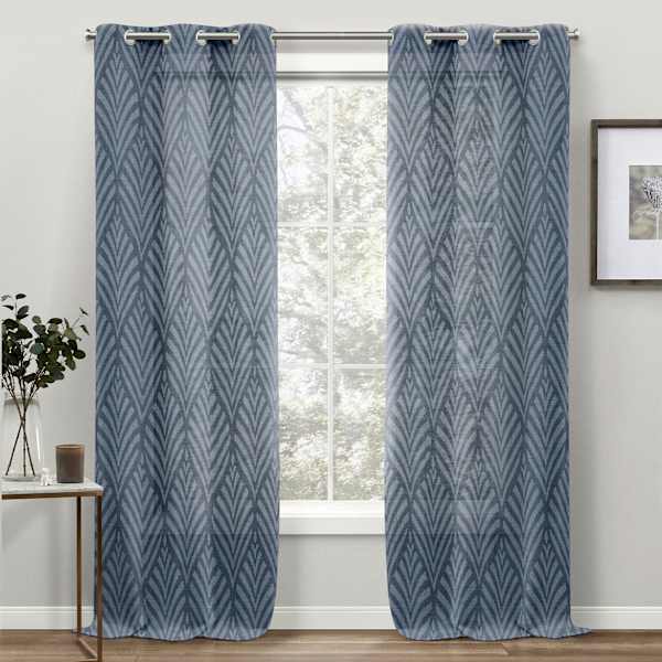 Found & Fable Blue Sheer Curtain Panel, 84"