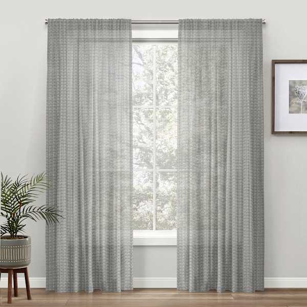 Found & Fable Claremore Grey Sheer Curtain Panel, 84"