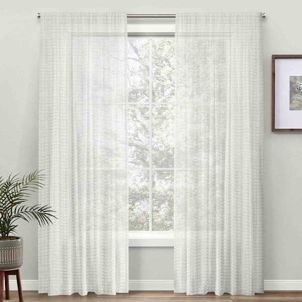 Found & Fable Claremore White Sheer Curtain Panel, 84"