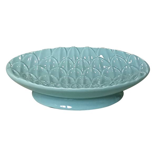 Found & Fable Blue Fan Ceramic Soap Dish, 5"