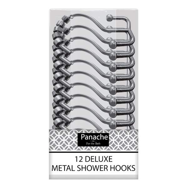 12-Pack Brushed Nickel Double Roller Shower Hooks