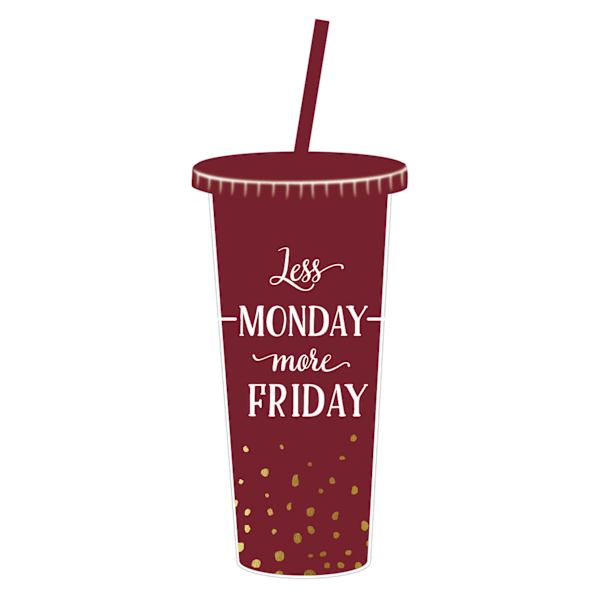 Burgundy Monday Tumbler with Straw, 22oz
