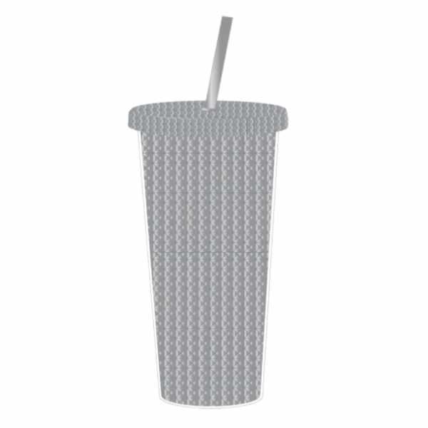 Grey Textured Tumbler with Straw, 22oz