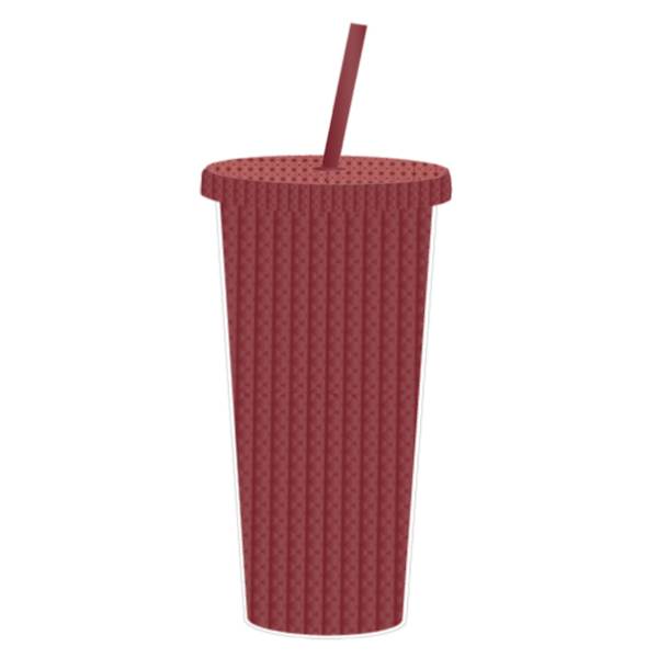 Burgundy Textured Tumbler with Straw, 22oz