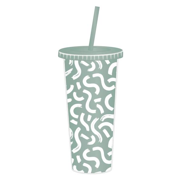 Seafoam Printed Tumbler with Straw, 22oz