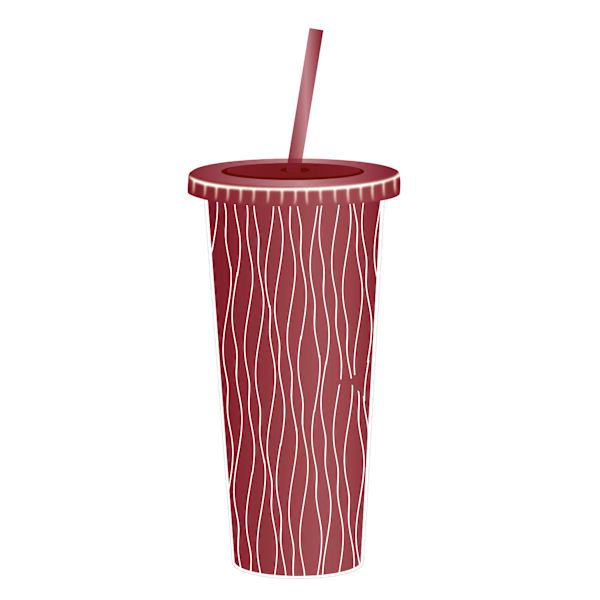 Burgundy Printed Tumbler with Straw, 22oz