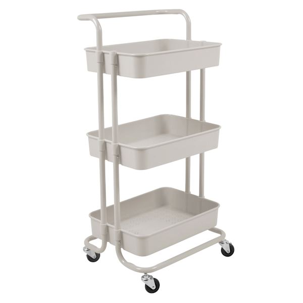 Grey Rolling Storage Cart with Handle, 34.2"