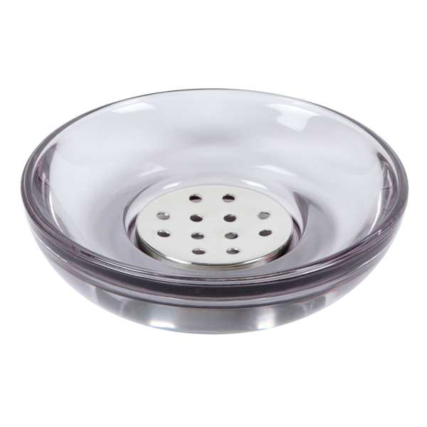 Found & Fable Jasper Grey Glass Soap Dish, 5"