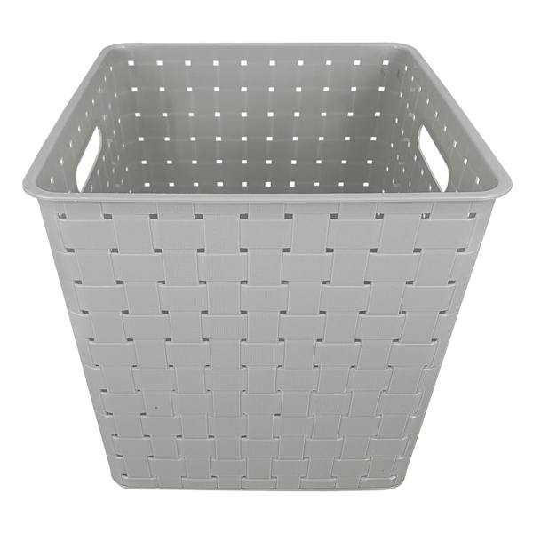 Tiny Dreamers Strap Design Weave Storage Basket, Cool Grey