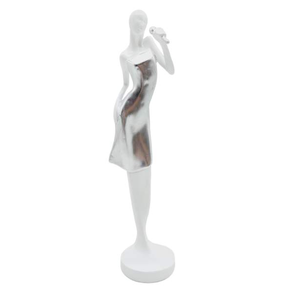 White & Silver Singer Figurine, 13"