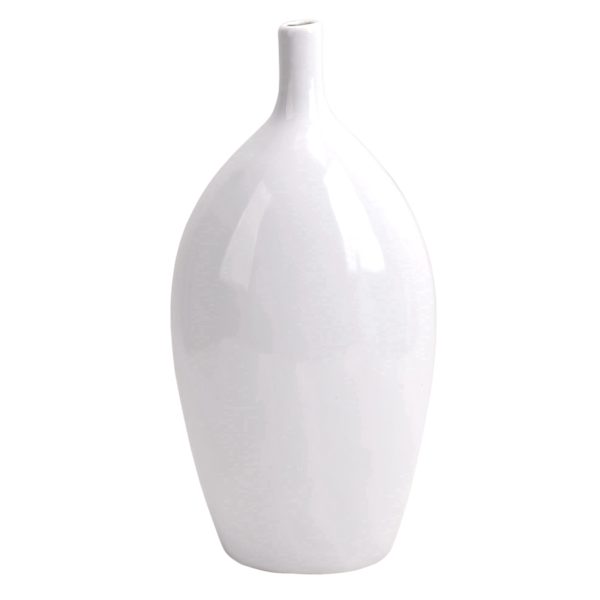 Providence White Ceramic Vase, 14"