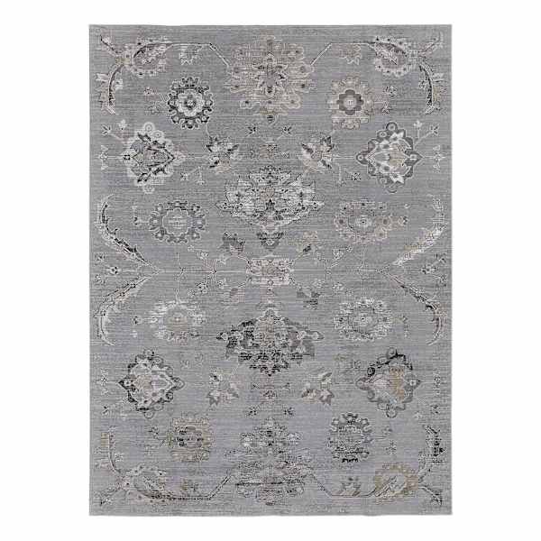 (A504) Found & Fable Fairfield Grey Floral Woven Area Rug, 7x10