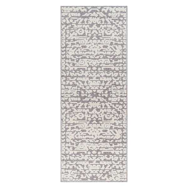 (B862) Found & Fable Lyna Grey & White Patterned Washable Area Rug, 8x10