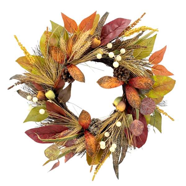 Brown Magnolia Leaf Wreath, 24"